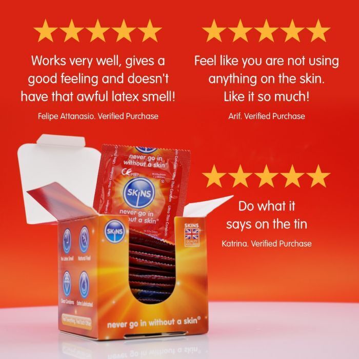 Skins Ultra Thin Condoms 12 Pack Extra Lubricated Natural Feel Condoms
