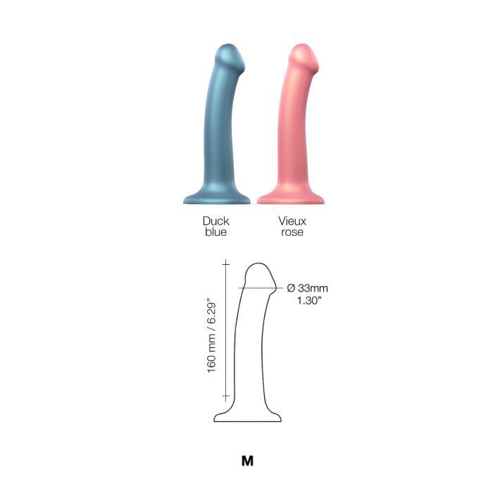 STRAP ON ME - Mono Denisity Duck Blue Metallic Medium Dildo - Harness Compatible