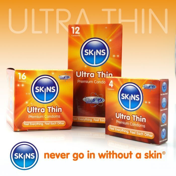 Skins Ultra Thin Condoms 12 Pack Extra Lubricated Natural Feel Condoms
