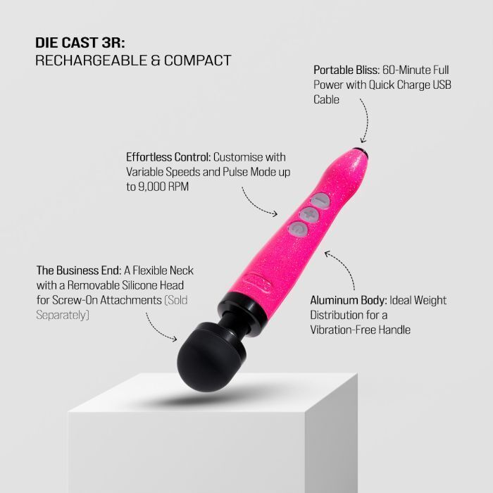 DOXY DIE CAST 3 RECHARGEABLE Massager Hot Pink Intimate Wand