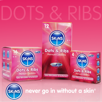 SKINS DOTS AND RIBS CONDOMS - PACK OF 4 CONDOMS