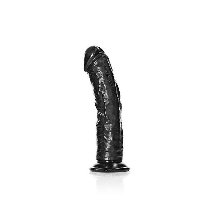 Real Rock - Curved Realistic Black Dildo with Suction Cup 7 inches