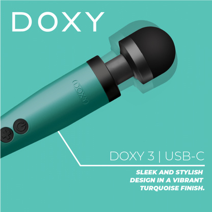 DOXY 3 USB-C Massager - Turquoise Intimate Massager Wand