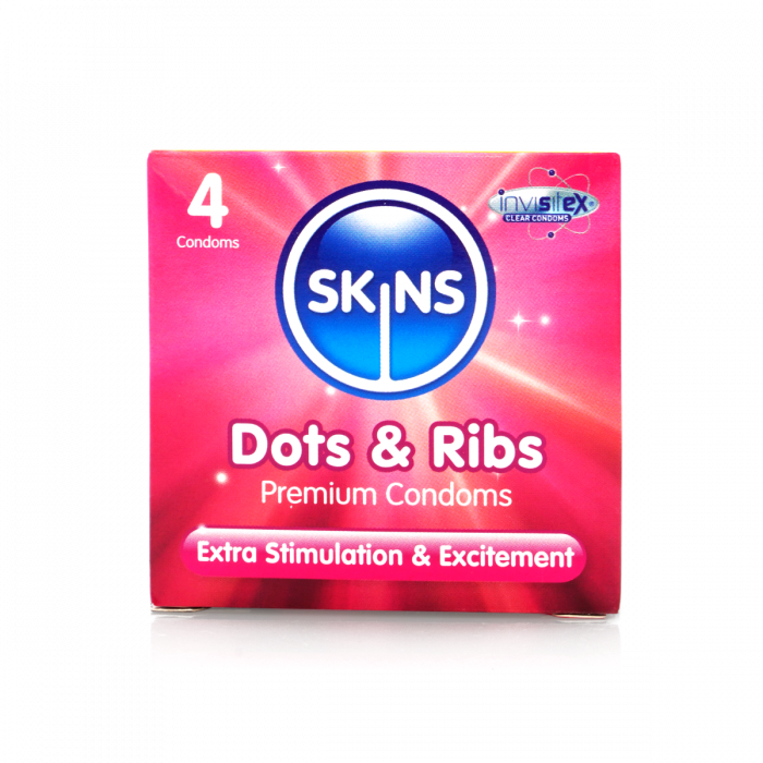 SKINS DOTS AND RIBS CONDOMS - PACK OF 4 CONDOMS