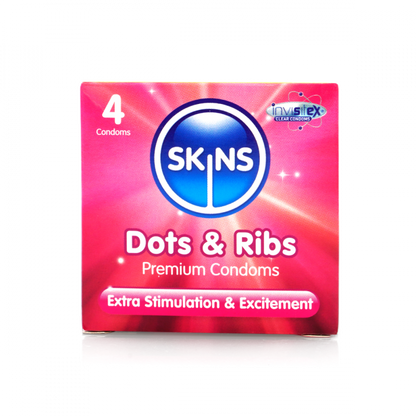 SKINS DOTS AND RIBS CONDOMS - PACK OF 4 CONDOMS