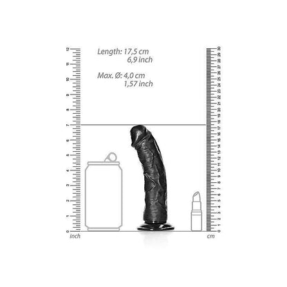 Real Rock - Curved Realistic Dildo with Suction Cup 6 inches - Black