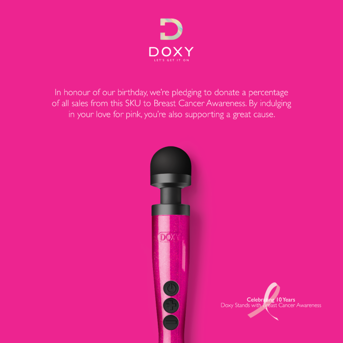 DOXY DIE CAST 3 Massager Hot Pink Intimate Wand - Breast Cancer Awareness Edition