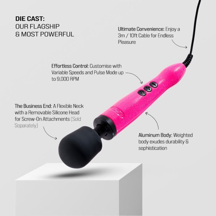 DOXY DIE CAST Massager Hot Pink Intimate Wand -Breast Cancer Awareness Edition