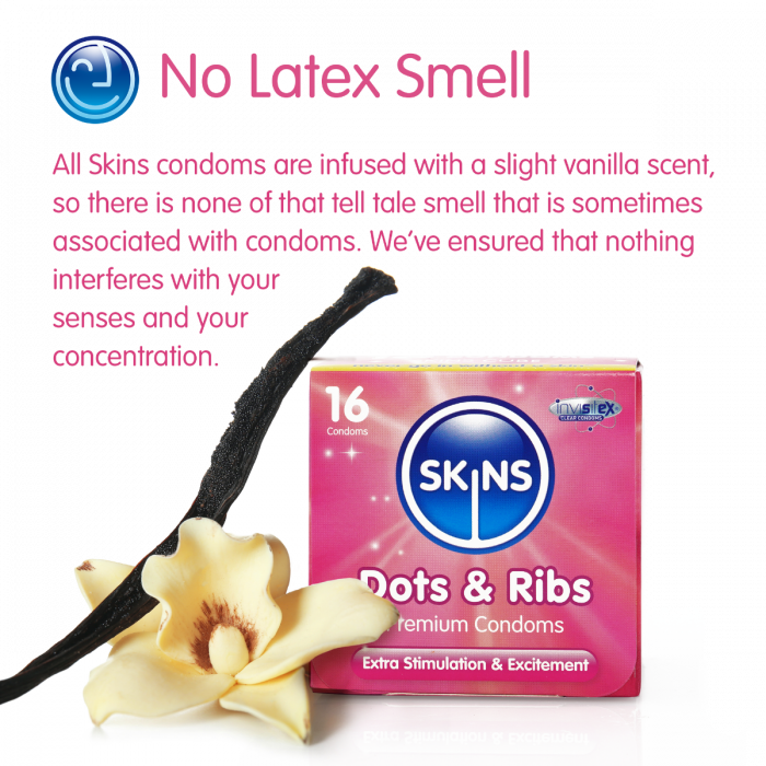 SKINS DOTS AND RIBS CONDOMS - PACK OF 4 CONDOMS