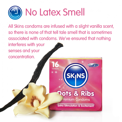 SKINS DOTS AND RIBS CONDOMS - PACK OF 4 CONDOMS
