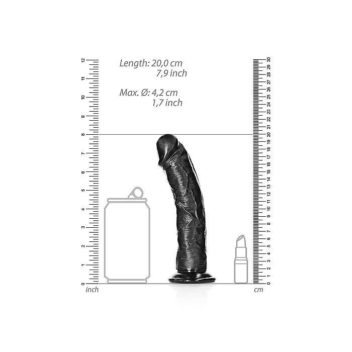 Real Rock - Curved Realistic Black Dildo with Suction Cup 7 inches