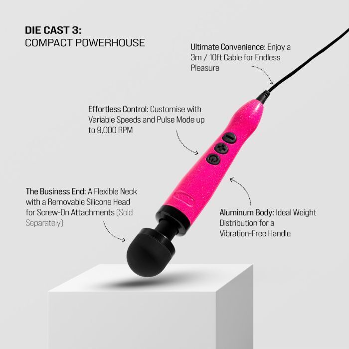 DOXY DIE CAST 3 Massager Hot Pink Intimate Wand - Breast Cancer Awareness Edition