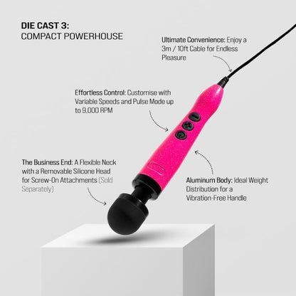 DOXY DIE CAST 3 Massager Hot Pink Intimate Wand - Breast Cancer Awareness Edition