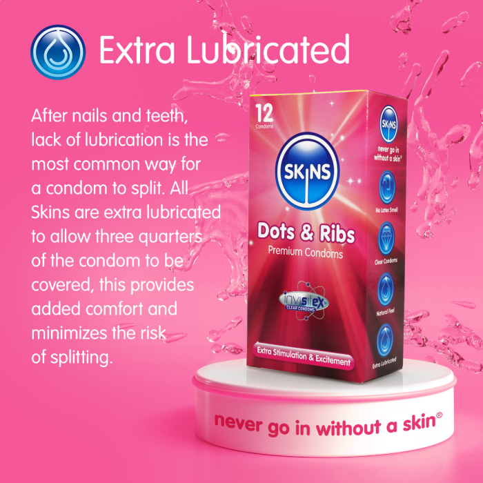 SKINS DOTS AND RIBS CONDOMS - PACK OF 4 CONDOMS