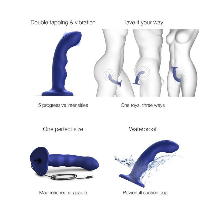 Strap On Me - Tapping Dildo Blue Vibrating Sex Toy (Harness Compatible)