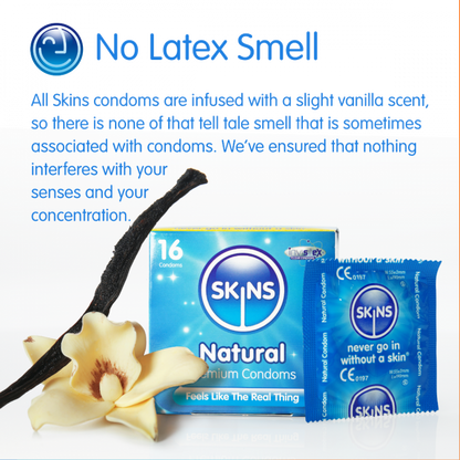 Skins Natural Condoms - Available in Packs of 7, 14, 28, 42, 70, 100, 200, 300, 400, 500.